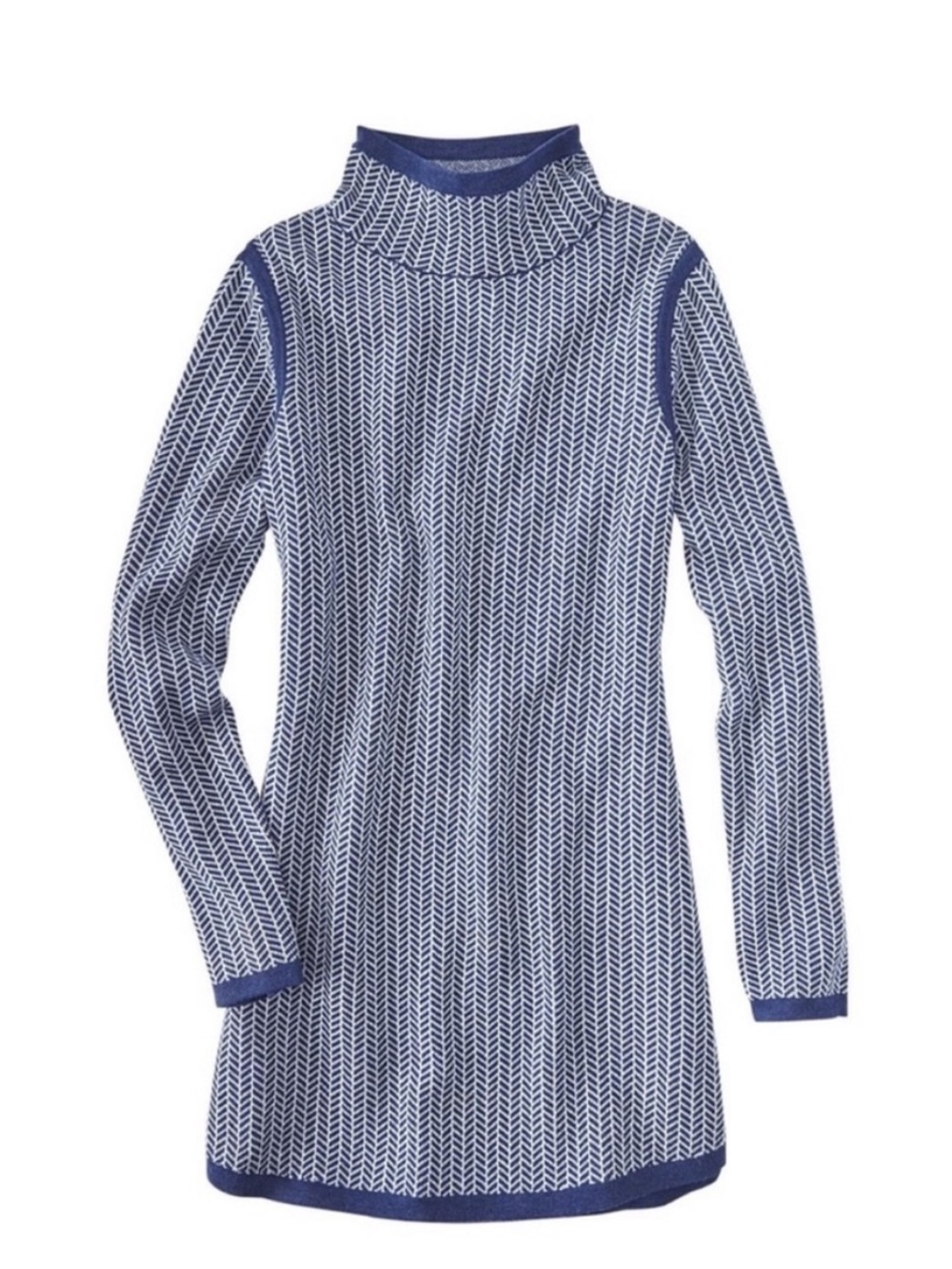 Title Nine Wool Blend Barra Tunic Sz Large Blue Herringbone Granola Girl Gorp